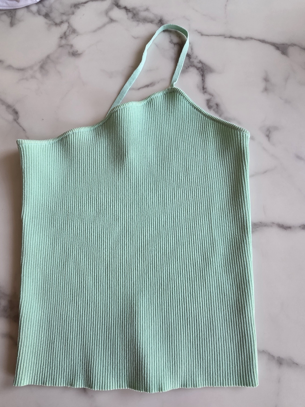 GREY LAB Mint Ribbed One-Shoulder Tank Top